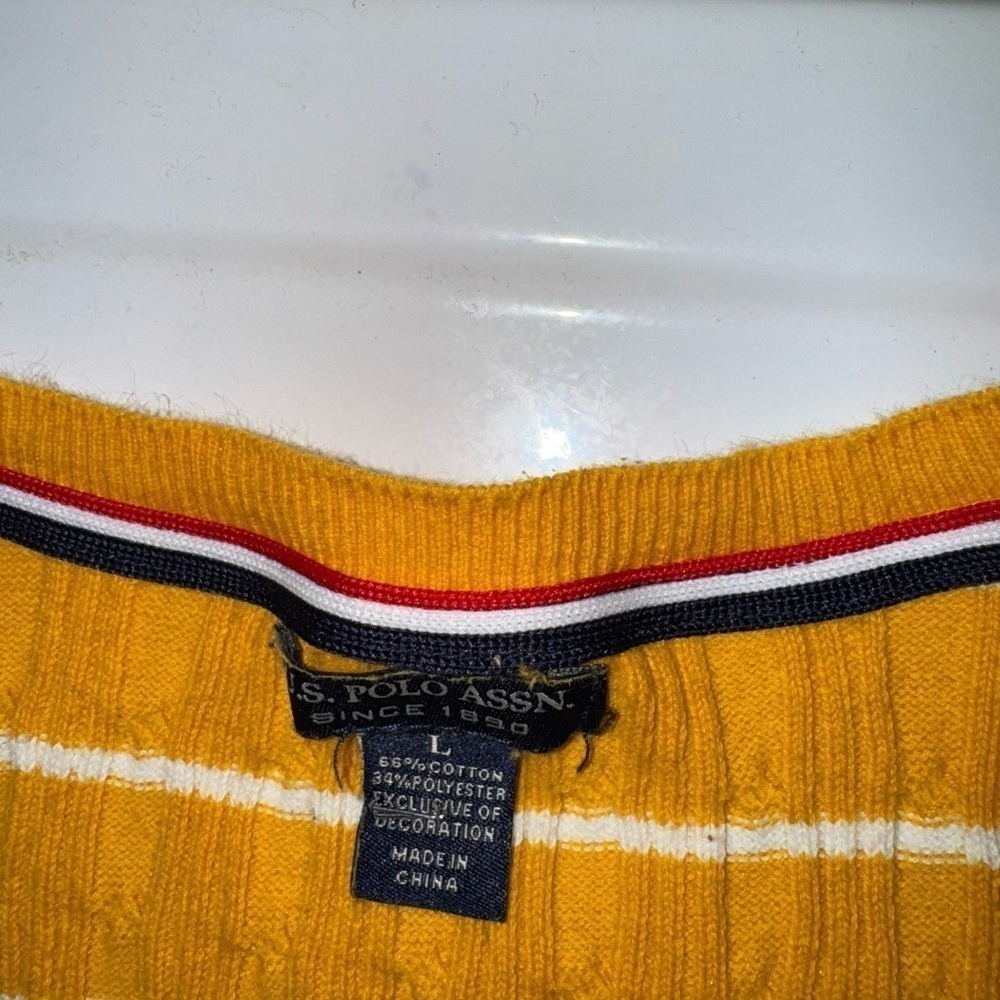 US Polo Assn. Yellow Striped Women's Sweater Size Large - Picture 4 of 4